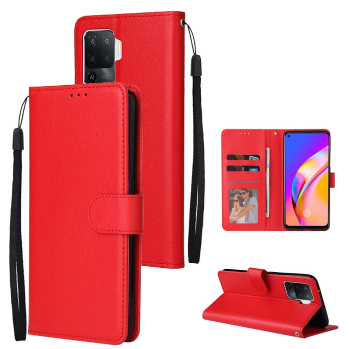 Estuche multifuncional de cuero con tapa horizontal, con tres ranuras para tarjetas y soporte, billetera con doble cremallera, marco de fotos y cordón, For OPPO A94 4G, For OPPO Realme 8 / 8 Pro 4G, For Xiaomi Redmi Note 10 5G