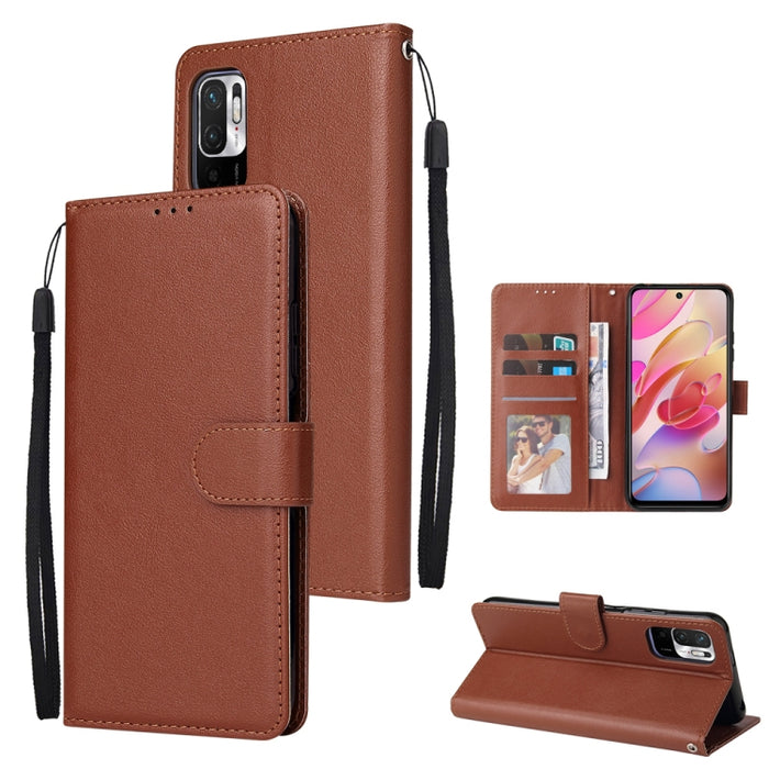 Estuche multifuncional de cuero con tapa horizontal, con tres ranuras para tarjetas y soporte, billetera con doble cremallera, marco de fotos y cordón, For OPPO A94 4G, For OPPO Realme 8 / 8 Pro 4G, For Xiaomi Redmi Note 10 5G