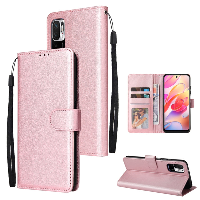 Estuche multifuncional de cuero con tapa horizontal, con tres ranuras para tarjetas y soporte, billetera con doble cremallera, marco de fotos y cordón, For OPPO A94 4G, For OPPO Realme 8 / 8 Pro 4G, For Xiaomi Redmi Note 10 5G
