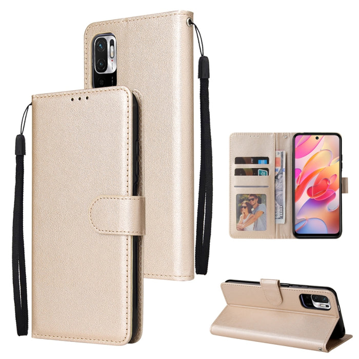 Estuche multifuncional de cuero con tapa horizontal, con tres ranuras para tarjetas y soporte, billetera con doble cremallera, marco de fotos y cordón, For OPPO A94 4G, For OPPO Realme 8 / 8 Pro 4G, For Xiaomi Redmi Note 10 5G