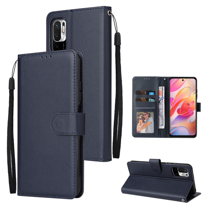 Estuche multifuncional de cuero con tapa horizontal, con tres ranuras para tarjetas y soporte, billetera con doble cremallera, marco de fotos y cordón, For OPPO A94 4G, For OPPO Realme 8 / 8 Pro 4G, For Xiaomi Redmi Note 10 5G
