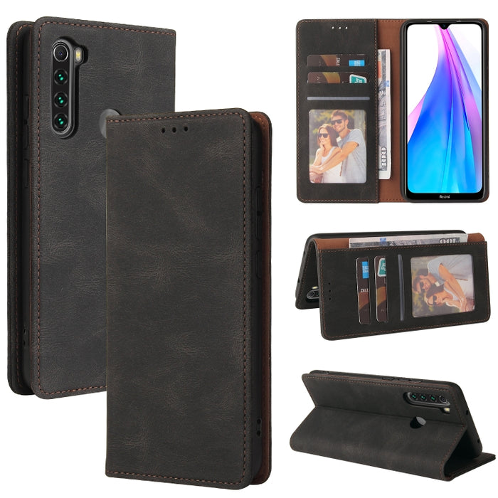 Estuche de cuero con tapa horizontal con cierre de succión simple con soporte, ranura para tarjeta y billetera, For Xiaomi Redmi Note 8T, For Xiaomi Redmi Note 9 / 10X 4G, For Xiaomi Redmi Note 8, For Xiaomi Redmi Note 8 Pro, For Xiaomi Redmi Note 10  ...