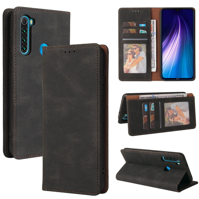 Estuche de cuero con tapa horizontal con cierre de succión simple con soporte, ranura para tarjeta y billetera, For Xiaomi Redmi Note 8T, For Xiaomi Redmi Note 9 / 10X 4G, For Xiaomi Redmi Note 8, For Xiaomi Redmi Note 8 Pro, For Xiaomi Redmi Note 10  ...