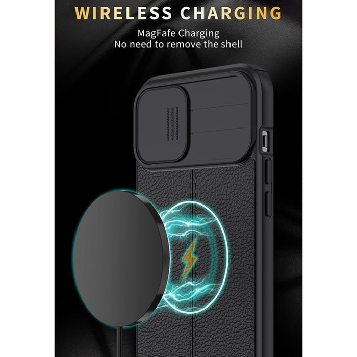 Litchi Texture Sliding Camshield Funda protectora de TPU