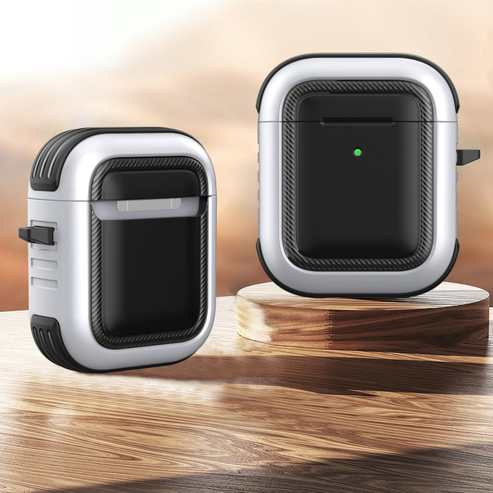 Auriculares inalámbricos a prueba de golpes TPU + PC Funda protectora con mosquetón