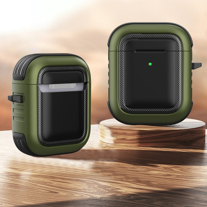 Auriculares inalámbricos a prueba de golpes TPU + PC Funda protectora con mosquetón