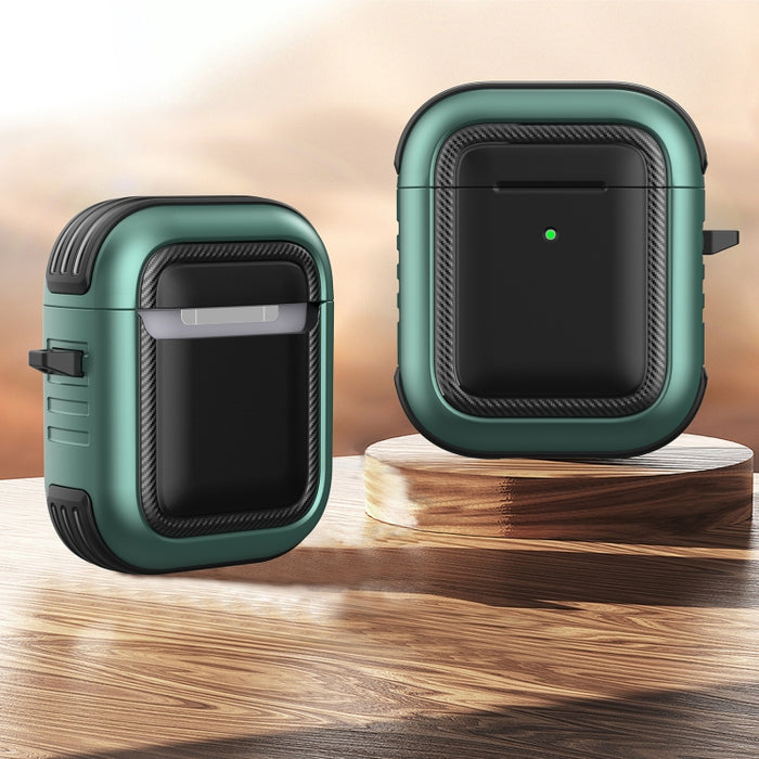 Auriculares inalámbricos a prueba de golpes TPU + PC Funda protectora con mosquetón