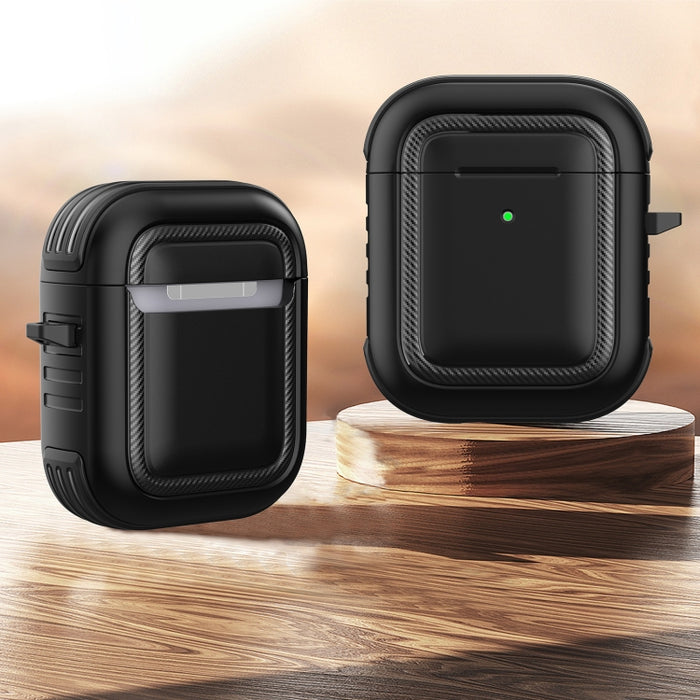 Auriculares inalámbricos a prueba de golpes TPU + PC Funda protectora con mosquetón