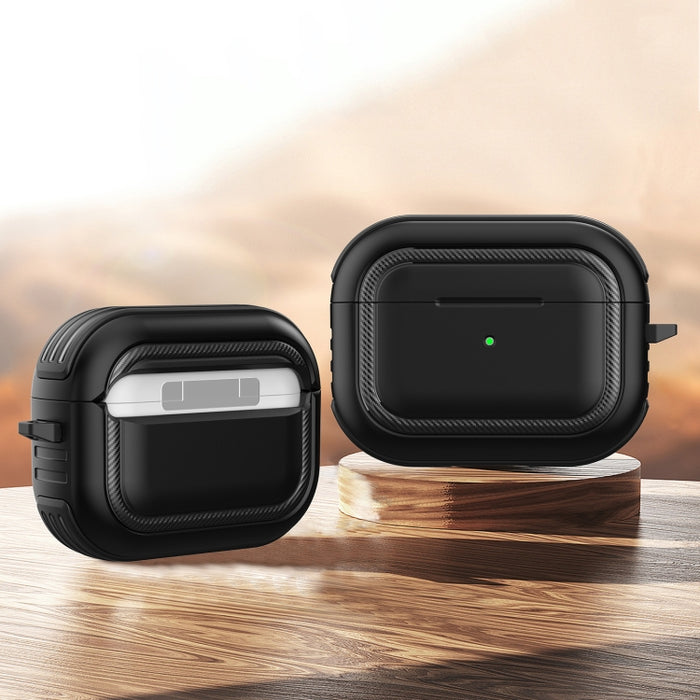 Auriculares inalámbricos a prueba de golpes TPU + PC Funda protectora con mosquetón
