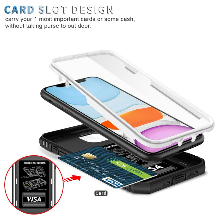 Diseño de cubierta de cámara deslizante Funda protectora de TPU + PC con soporte giratorio de 360 grados y ranura para tarjeta