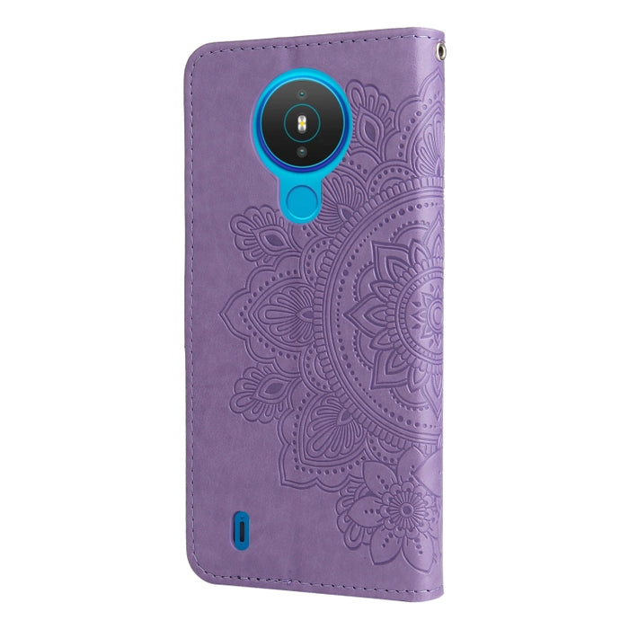 Estuche de cuero de PU con tapa horizontal con estampado de flores de 7 pétalos con soporte y ranuras para tarjetas y billetera y marco de fotos, For Nokia 1.4, For Nokia G10 / G20 / 6.3, For Xiaomi Redmi 10, For OPPO Realme GT Master / Realme Q3 Pro