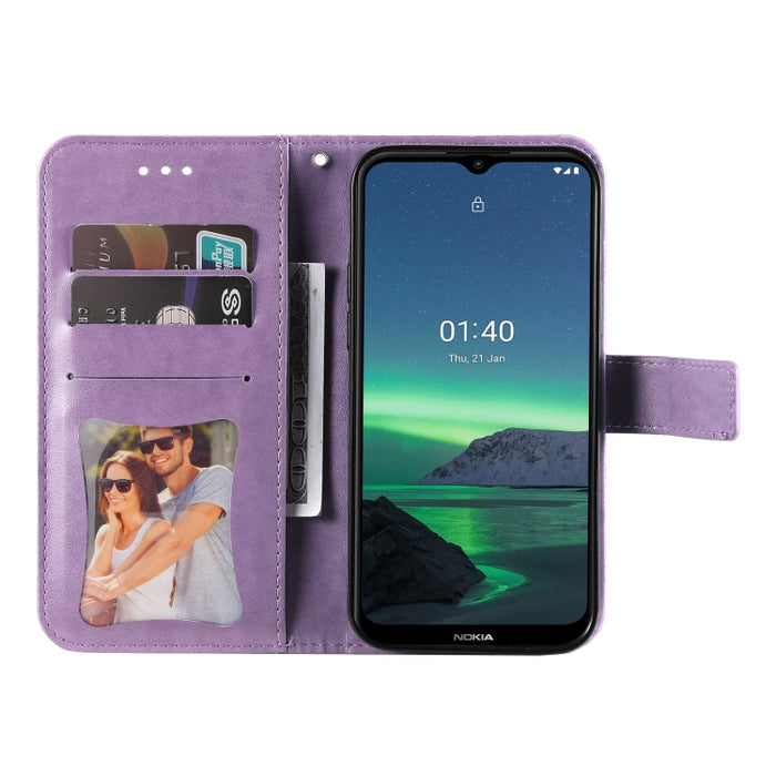 Estuche de cuero de PU con tapa horizontal con estampado de flores de 7 pétalos con soporte y ranuras para tarjetas y billetera y marco de fotos, For Nokia 1.4, For Nokia G10 / G20 / 6.3, For Xiaomi Redmi 10, For OPPO Realme GT Master / Realme Q3 Pro