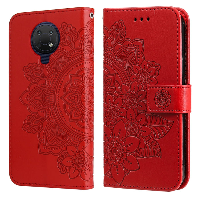 Estuche de cuero de PU con tapa horizontal con estampado de flores de 7 pétalos con soporte y ranuras para tarjetas y billetera y marco de fotos, For Nokia 1.4, For Nokia G10 / G20 / 6.3, For Xiaomi Redmi 10, For OPPO Realme GT Master / Realme Q3 Pro
