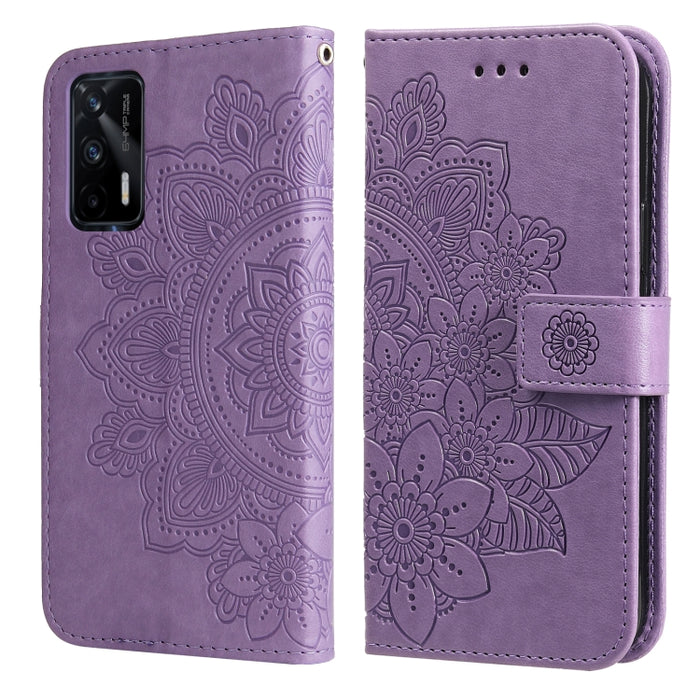 Estuche de cuero de PU con tapa horizontal con estampado de flores de 7 pétalos con soporte y ranuras para tarjetas y billetera y marco de fotos, For Nokia 1.4, For Nokia G10 / G20 / 6.3, For Xiaomi Redmi 10, For OPPO Realme GT Master / Realme Q3 Pro