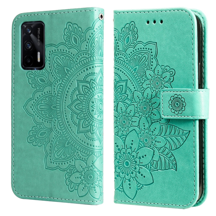 Estuche de cuero de PU con tapa horizontal con estampado de flores de 7 pétalos con soporte y ranuras para tarjetas y billetera y marco de fotos, For Nokia 1.4, For Nokia G10 / G20 / 6.3, For Xiaomi Redmi 10, For OPPO Realme GT Master / Realme Q3 Pro