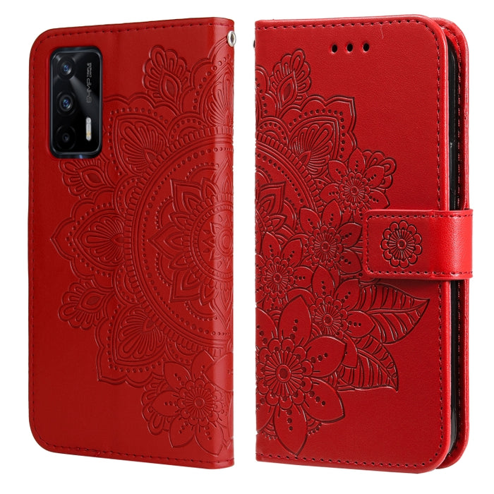 Estuche de cuero de PU con tapa horizontal con estampado de flores de 7 pétalos con soporte y ranuras para tarjetas y billetera y marco de fotos, For Nokia 1.4, For Nokia G10 / G20 / 6.3, For Xiaomi Redmi 10, For OPPO Realme GT Master / Realme Q3 Pro