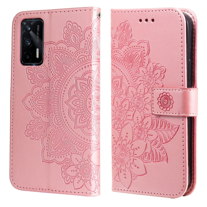 Estuche de cuero de PU con tapa horizontal con estampado de flores de 7 pétalos con soporte y ranuras para tarjetas y billetera y marco de fotos, For Nokia 1.4, For Nokia G10 / G20 / 6.3, For Xiaomi Redmi 10, For OPPO Realme GT Master / Realme Q3 Pro