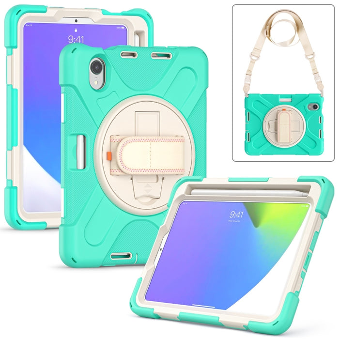 Funda protectora de silicona + PC con soporte y correa para el hombro, For iPad mini 6 / mini 2024