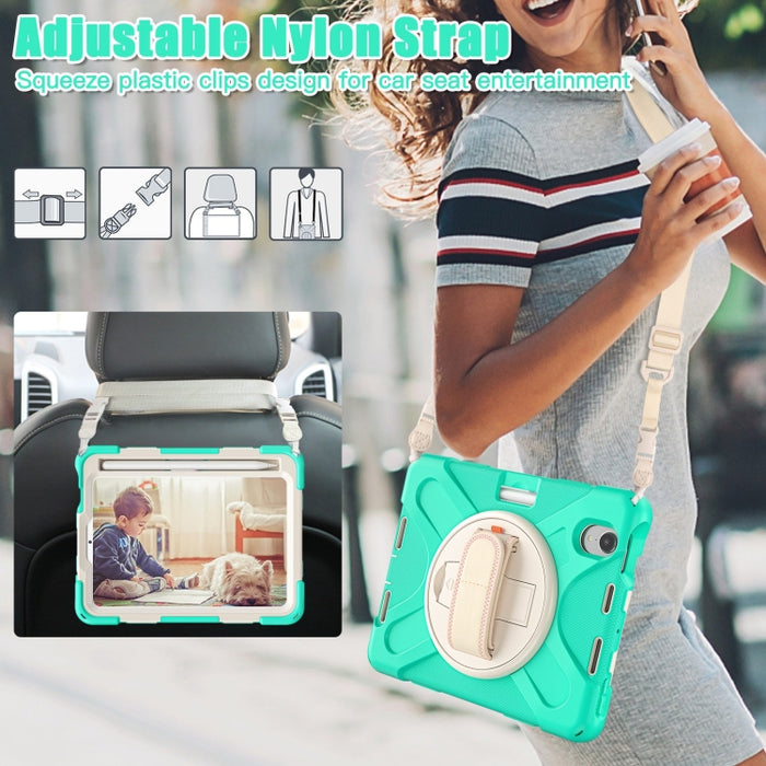 Funda protectora de silicona + PC con soporte y correa para el hombro, For iPad mini 6 / mini 2024