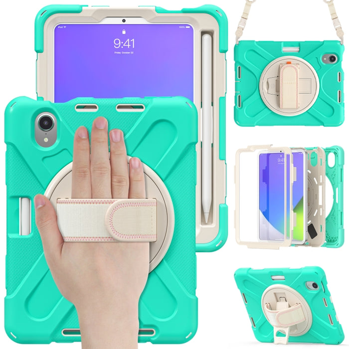 Funda protectora de silicona + PC con soporte y correa para el hombro, For iPad mini 6 / mini 2024