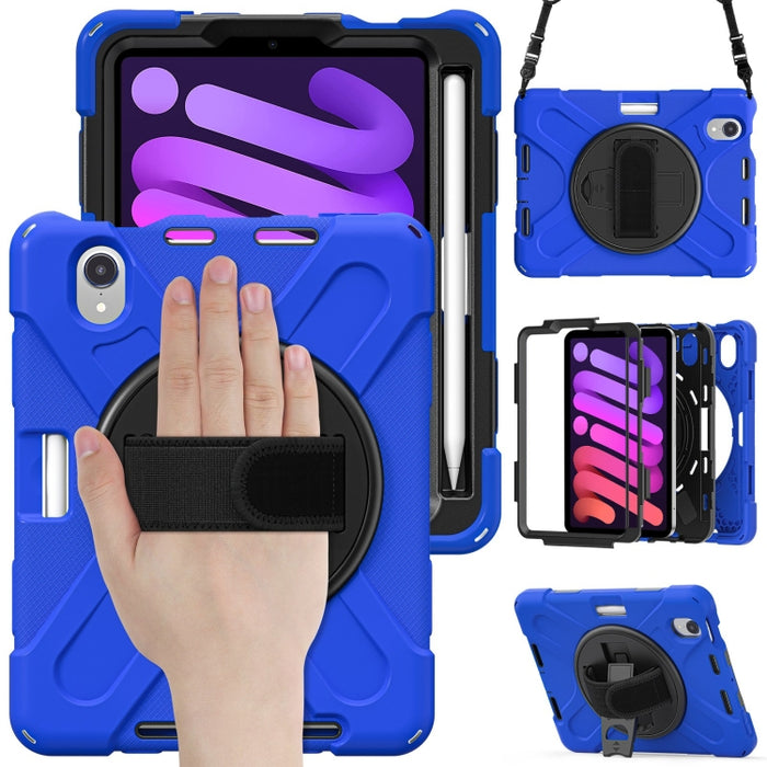 Funda protectora de silicona + PC con soporte y correa para el hombro, For iPad mini 6 / mini 2024
