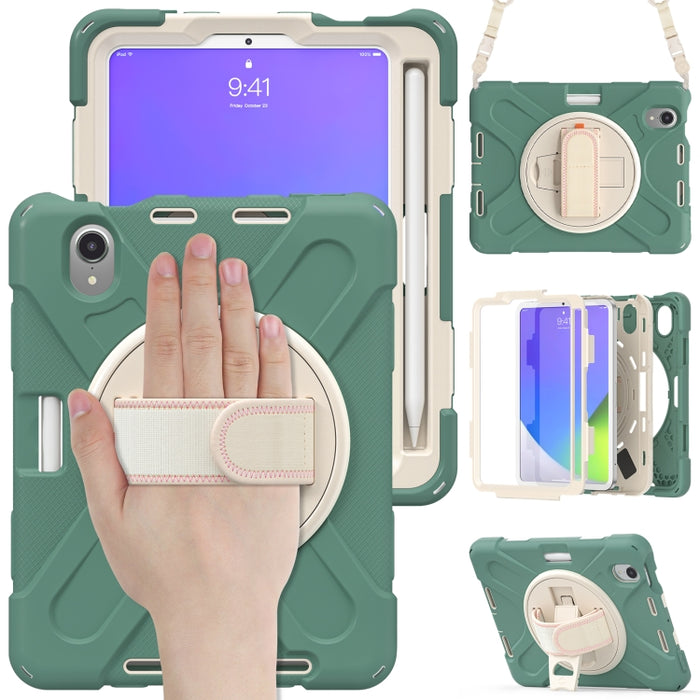 Funda protectora de silicona + PC con soporte y correa para el hombro, For iPad mini 6 / mini 2024