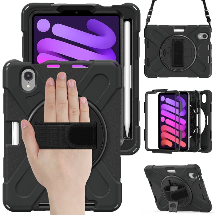 Funda protectora de silicona + PC con soporte y correa para el hombro, For iPad mini 6 / mini 2024