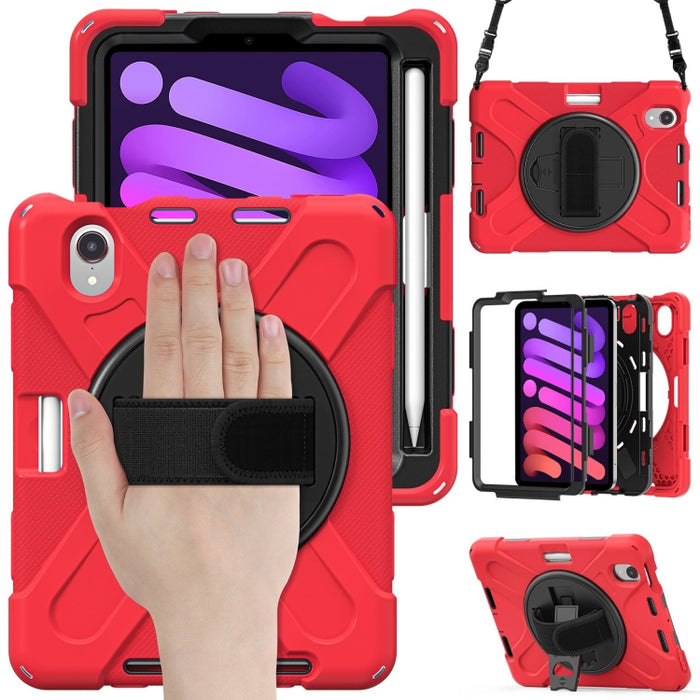 Funda protectora de silicona + PC con soporte y correa para el hombro, For iPad mini 6 / mini 2024