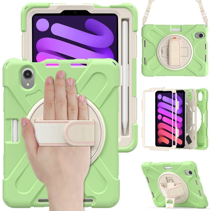 Funda protectora de silicona + PC con soporte y correa para el hombro, For iPad mini 6 / mini 2024