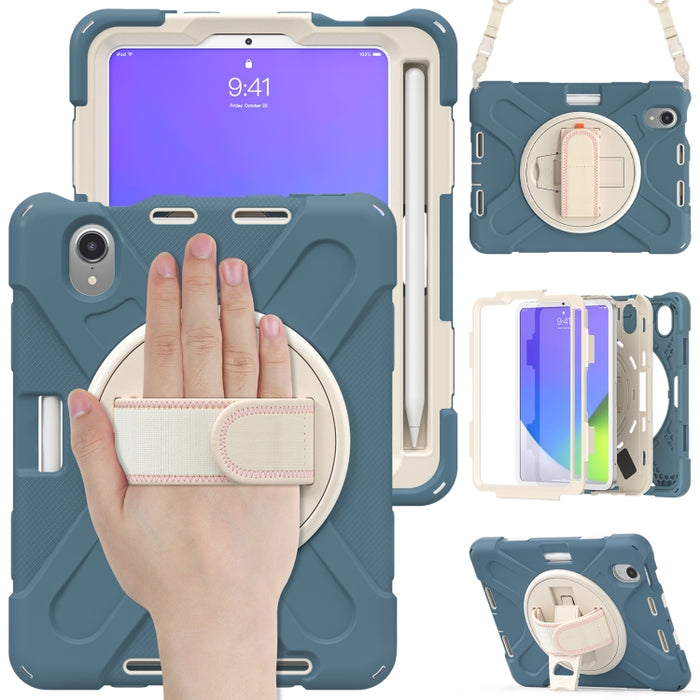 Funda protectora de silicona + PC con soporte y correa para el hombro, For iPad mini 6 / mini 2024