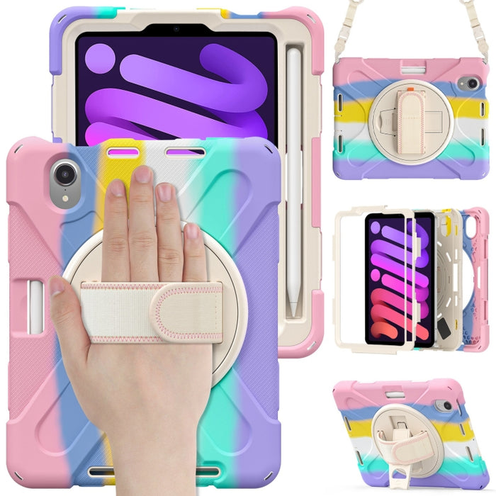 Funda protectora de silicona + PC con soporte y correa para el hombro, For iPad mini 6 / mini 2024