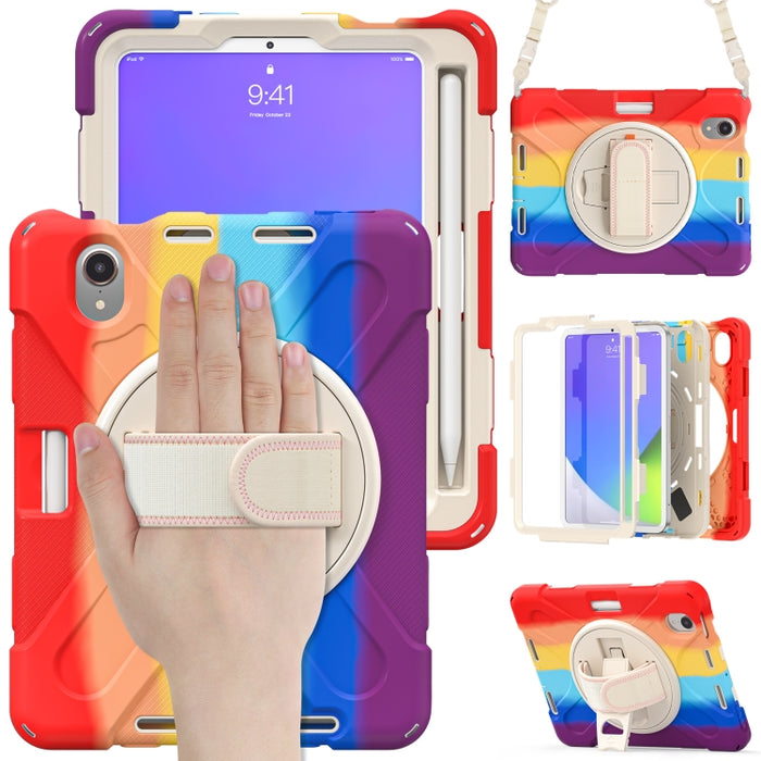 Funda protectora de silicona + PC con soporte y correa para el hombro, For iPad mini 6 / mini 2024