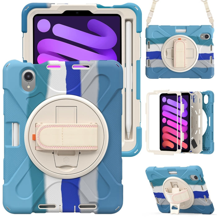 Funda protectora de silicona + PC con soporte y correa para el hombro, For iPad mini 6 / mini 2024