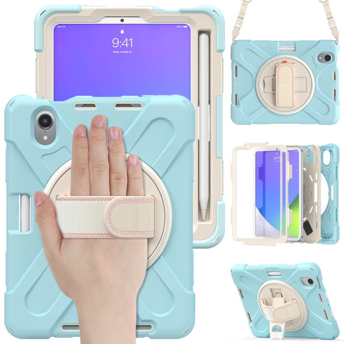Funda protectora de silicona + PC con soporte y correa para el hombro, For iPad mini 6 / mini 2024