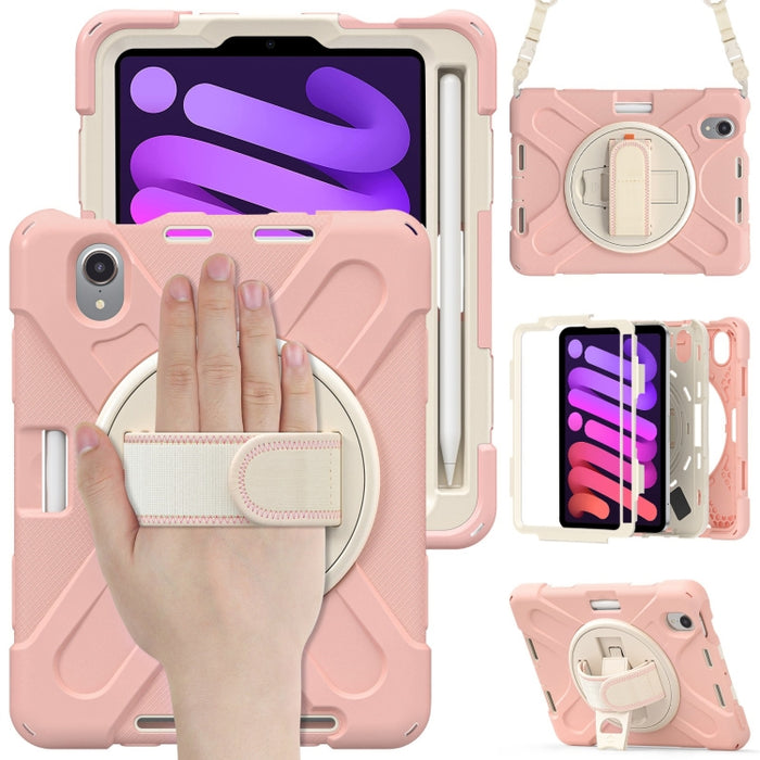 Funda protectora de silicona + PC con soporte y correa para el hombro, For iPad mini 6 / mini 2024