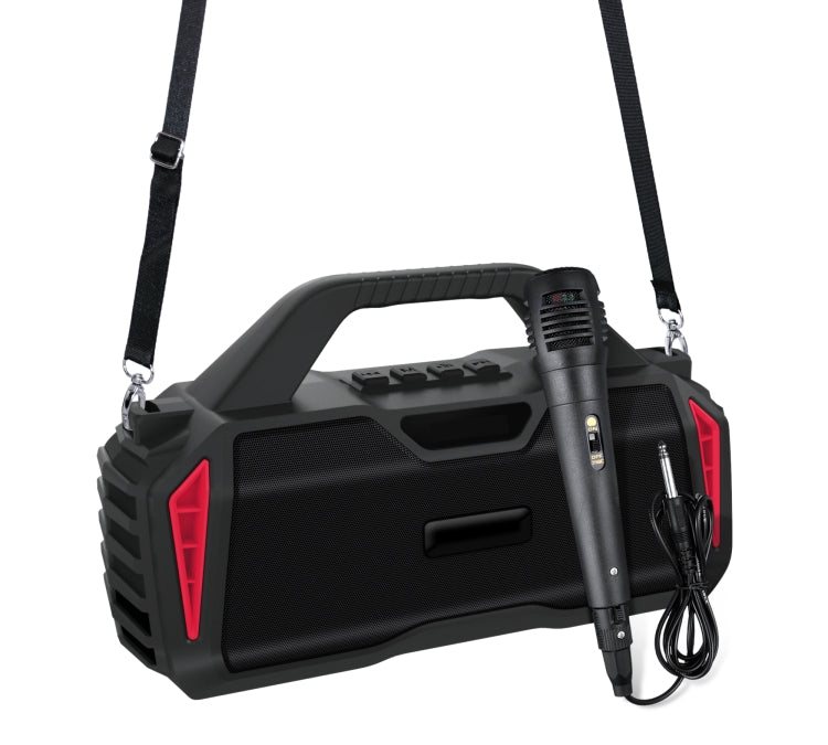 Nuevo Rixing NR-6011M Bluetooth 5.0 Altavoz inalámbrico Bluetooth portátil para karaoke al aire libre con micrófono y correa para el hombro