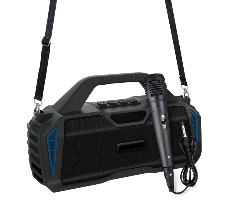 Nuevo Rixing NR-6011M Bluetooth 5.0 Altavoz inalámbrico Bluetooth portátil para karaoke al aire libre con micrófono y correa para el hombro
