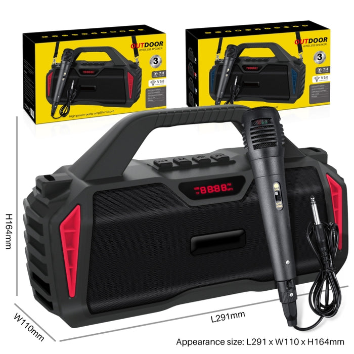 Nuevo Rixing NR-6011M Bluetooth 5.0 Altavoz inalámbrico Bluetooth portátil para karaoke al aire libre con micrófono y correa para el hombro