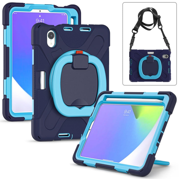 Funda protectora de silicona + PC con soporte y correa para el hombro, For iPad mini 6 / mini 2024, For iPad mini 6