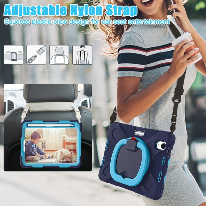 Funda protectora de silicona + PC con soporte y correa para el hombro, For iPad mini 6 / mini 2024, For iPad mini 6