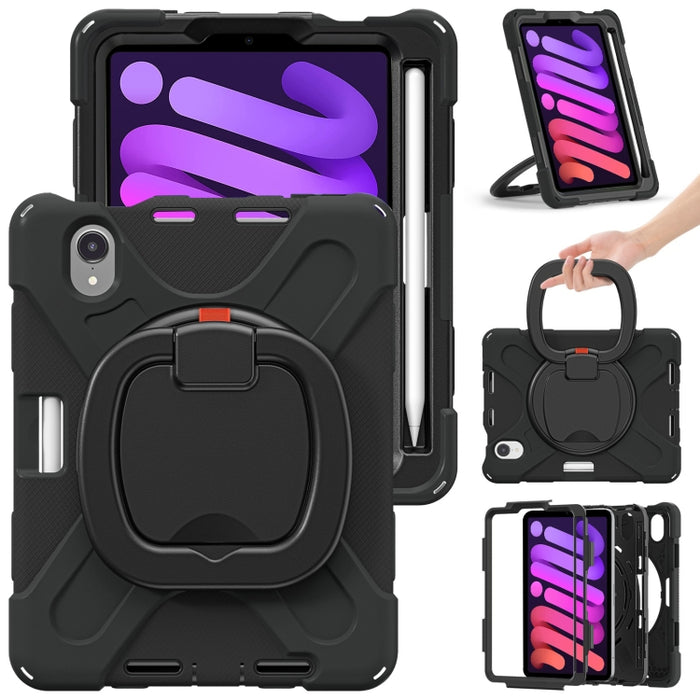 Funda protectora de silicona + PC con soporte y correa para el hombro, For iPad mini 6 / mini 2024, For iPad mini 6