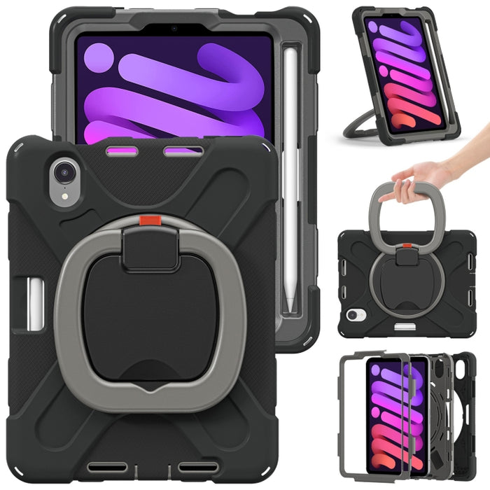 Funda protectora de silicona + PC con soporte y correa para el hombro, For iPad mini 6 / mini 2024, For iPad mini 6