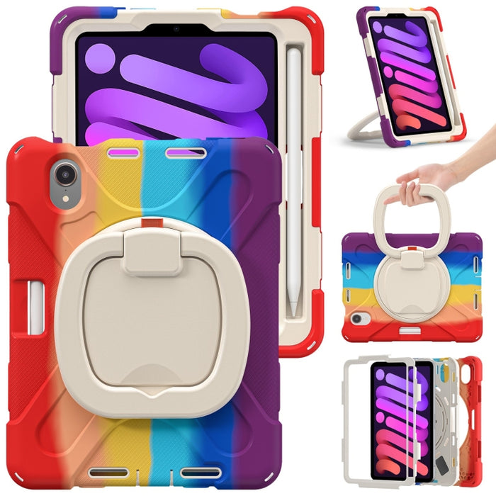 Funda protectora de silicona + PC con soporte y correa para el hombro, For iPad mini 6 / mini 2024, For iPad mini 6