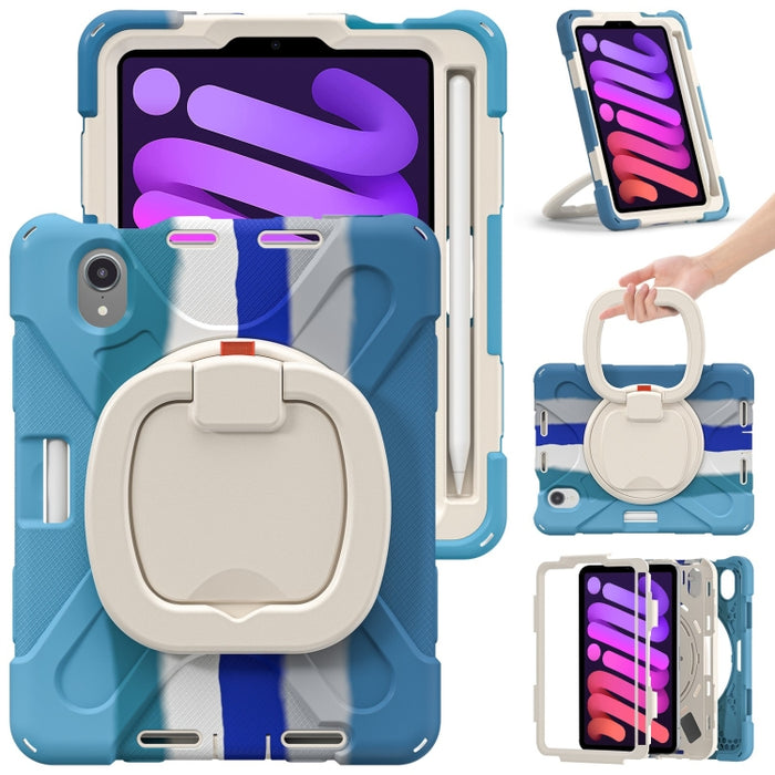 Funda protectora de silicona + PC con soporte y correa para el hombro, For iPad mini 6 / mini 2024, For iPad mini 6