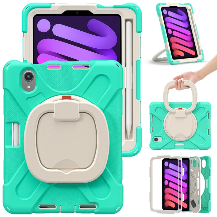Funda protectora de silicona + PC con soporte y correa para el hombro, For iPad mini 6 / mini 2024, For iPad mini 6