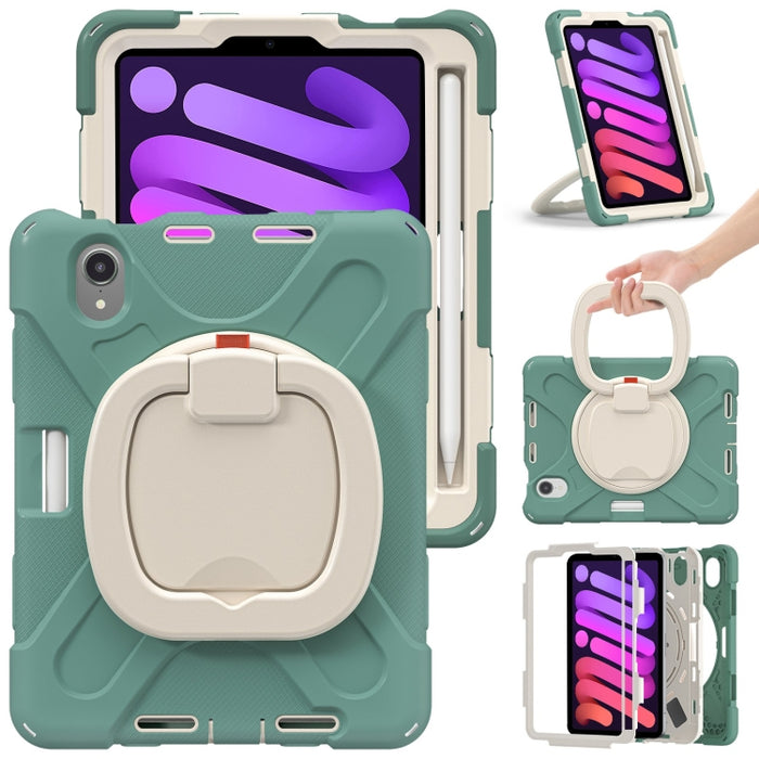 Funda protectora de silicona + PC con soporte y correa para el hombro, For iPad mini 6 / mini 2024, For iPad mini 6