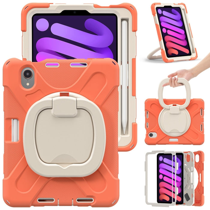 Funda protectora de silicona + PC con soporte y correa para el hombro, For iPad mini 6 / mini 2024, For iPad mini 6