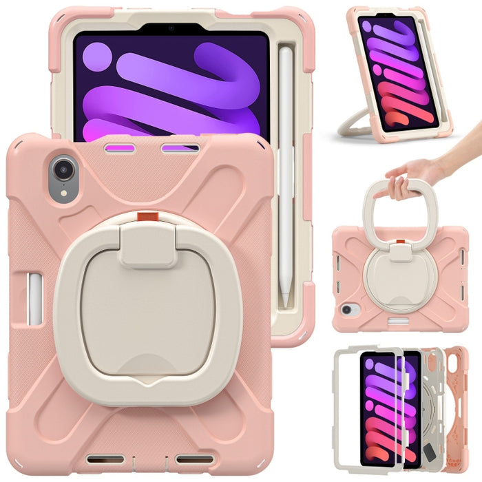 Funda protectora de silicona + PC con soporte y correa para el hombro, For iPad mini 6 / mini 2024, For iPad mini 6