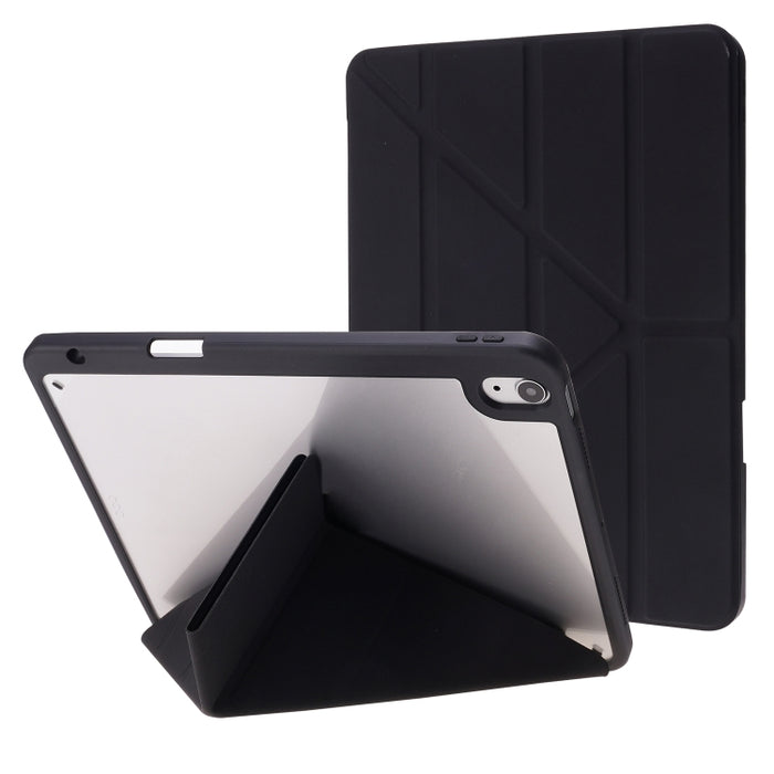 Funda de cuero de PU con tapa Horizontal de acrílico transparente deformación con soporte multiplegable y función de reposo/activación y ranura para bolígrafo