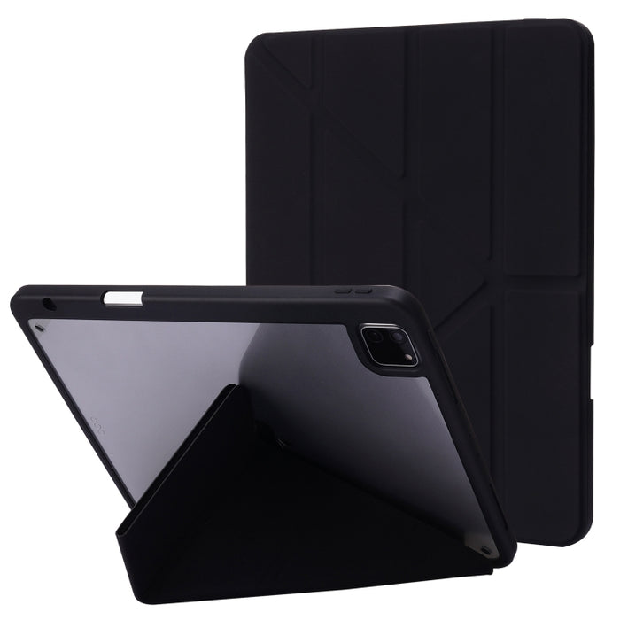 Funda de cuero de PU con tapa Horizontal de acrílico transparente deformación con soporte multiplegable y función de reposo/activación y ranura para bolígrafo